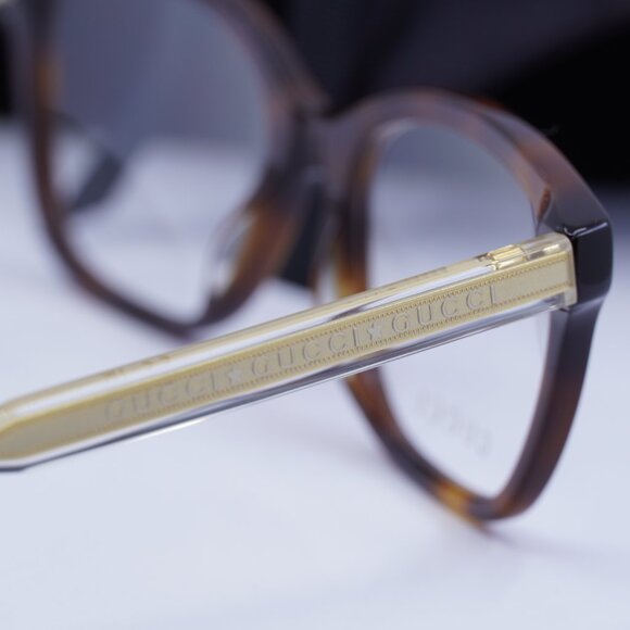 Gucci GG0566ON 002 Square Eyeglasses 52mm - Havana/Crystal - Picture 10 of 11